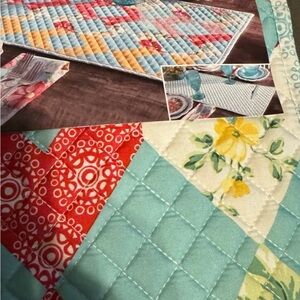 The Pioneer Woman Red and Blue Patchwork Table Runner (Reverseable)